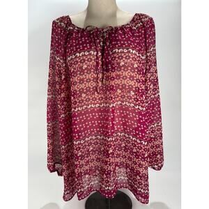 VTG Faded Glory Womens Paisley Top 2X Sheer Fairy Whimsigoth Feminine Blouse